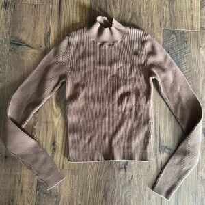 John Galt Brandy Melville Ribbed Brown Turtleneck Sweater- One Size